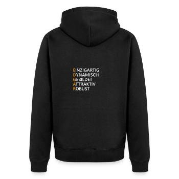 Edgar Name Geschenk - Unisex Premium Bio Zip Hoodie - Schwarz - Hinten - Nico (187cm)