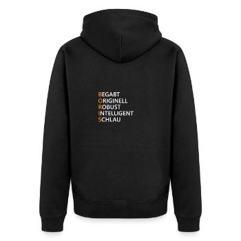 Boris Name Geschenk - Unisex Premium Bio Zip Hoodie - Schwarz - Hinten - Nico (187cm)