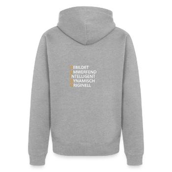 Guido Name Geschenk - Unisex Premium Bio Zip Hoodie - Grau meliert - Hinten - Nico (187cm)
