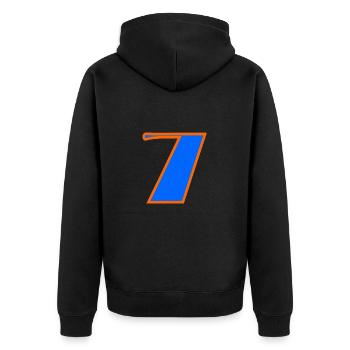 7. 7 JAHRE. 7. JAHRESTAG. GEBURTSTAG 7 JAHRE - Unisex Premium Bio Zip Hoodie - Schwarz - Hinten - Nico (187cm)