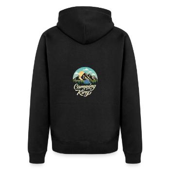 Camping - Unisex Premium Bio Zip Hoodie - Schwarz - Hinten - Nico (187cm)