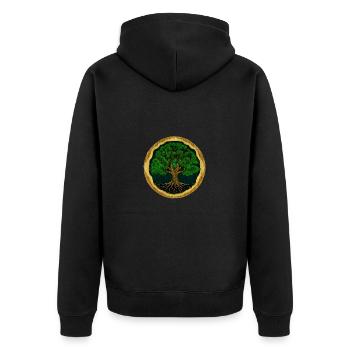 Tree of Life - digital drawing - wood look - Unisex Premium Organic Zip Hoodie - black - Back - Nico (187cm)