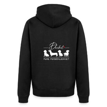 Dackel mit Persönlichkeit Dackelsilhouetten - Unisex Premium Bio Zip Hoodie - Schwarz - Hinten - Nico (187cm)