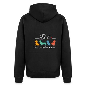 Dackel reine Persönlichkeit - ich liebe Dackel - Unisex Premium Bio Zip Hoodie - Schwarz - Hinten - Nico (187cm)