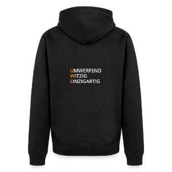 Uwe Name Geschenk - Unisex Premium Bio Zip Hoodie - Schwarz - Hinten - Nico (187cm)