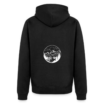 Berge Landschaft Natur - Unisex Premium Bio Zip Hoodie - Schwarz - Hinten - Nico (187cm)