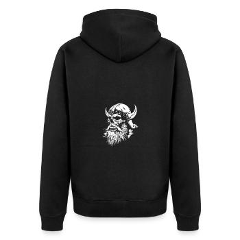 Viking Skull - Unisex Premium Organic Zip Hoodie - black - Back - Nico (187cm)