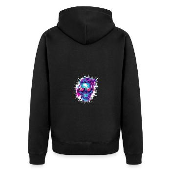 Techno Totenkopf Party - Unisex Premium Bio Zip Hoodie - Schwarz - Hinten - Nico (187cm)