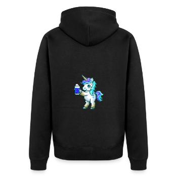Unicorn Beer Party Funny - Unisex Premium Organic Zip Hoodie - black - Back - Nico (187cm)