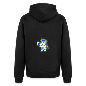 Einhorn Bier Party Feiern Bunt - Unisex Premium Bio Zip Hoodie - Schwarz - Hinten - Nico (187cm)