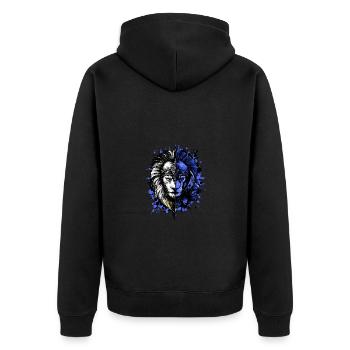 Lion Spartan Sparta Helmet - Unisex Premium Organic Zip Hoodie - black - Back - Nico (187cm)