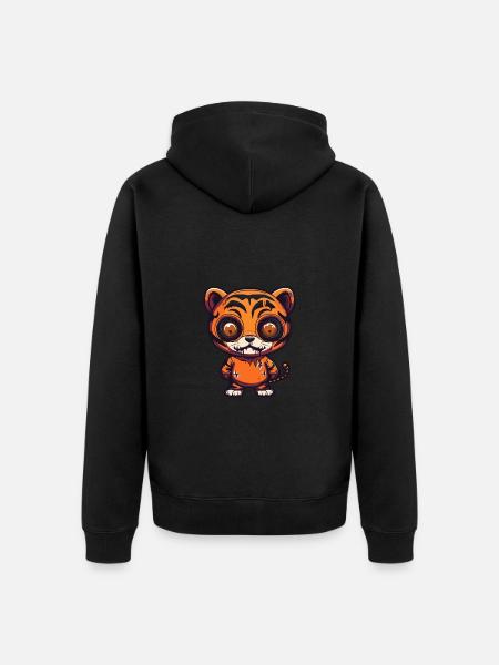 Tiger Halloween Lustig Zombie - Unisex Premium Bio Zip Hoodie - Schwarz