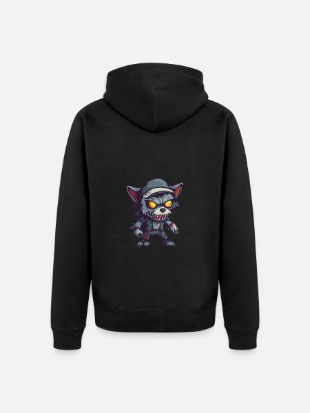 Wolf Halloween Funny Zombie - Unisex Premium Organic Zip Hoodie - black