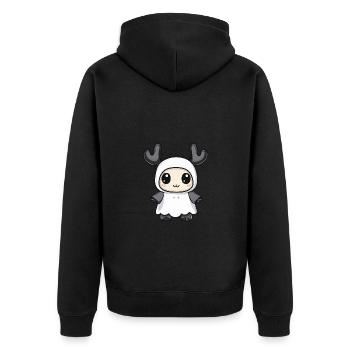 Elch Halloween Lustig Geist - Unisex Premium Bio Zip Hoodie - Schwarz - Hinten - Nico (187cm)