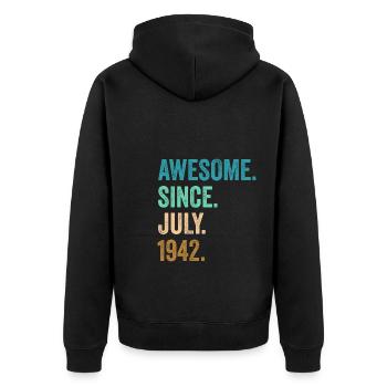 80 Years Old Awesome Since July 1942 80th Birthday - Unisex Premium Organic Zip Hoodie - black - Back - Nico (187cm)
