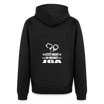 Junggesellenabschied - Unisex Premium Bio Zip Hoodie - Schwarz - Hinten - Nico (187cm)