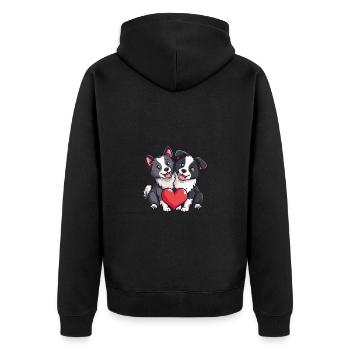Border Collie Chiens Couple Amour Couple Amoureux - Veste à capuche bio Premium Unisexe - noir - Dos - Nico (187cm)
