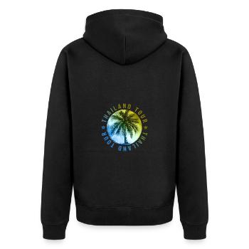 Thailand Tour Urlaub - Unisex Premium Bio Zip Hoodie - Schwarz - Hinten - Nico (187cm)