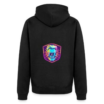 Punker Totenkopf Party - Unisex Premium Bio Zip Hoodie - Schwarz - Hinten - Nico (187cm)