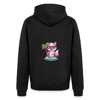 Wolf Summer Beach Comic - Unisex Premium Organic Zip Hoodie - black - Back - Nico (187cm)