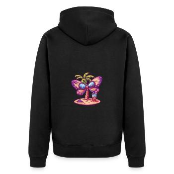 Papillon Été Plage Bande Dessinée - Veste à capuche bio Premium Unisexe - noir - Dos - Nico (187cm)