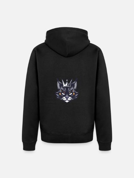 Cat Symbol Head Crown - Unisex Premium Organic Zip Hoodie - black
