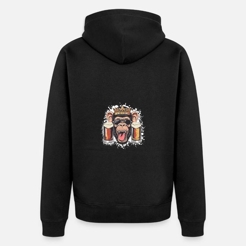 Bière de singe drôle - Veste à capuche bio Premium Unisexe - noir