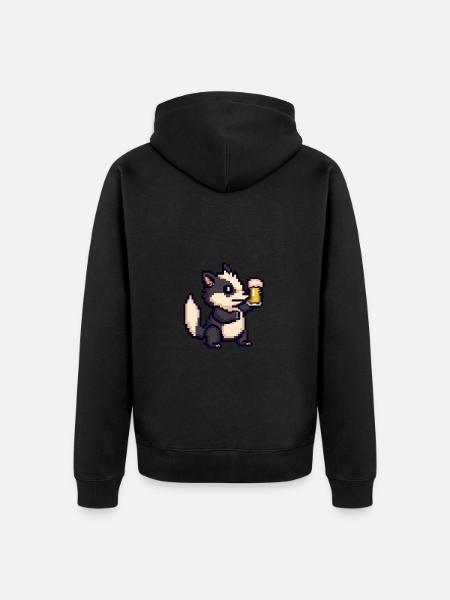 Skunk Beer Pixel - Unisex Premium Organic Zip Hoodie - black