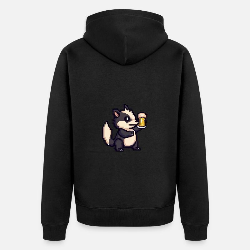 Stinktier Bier Pixel - Unisex Premium Bio Zip Hoodie - Schwarz