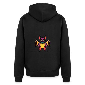 Fledermaus Halloween Tier - Unisex Premium Bio Zip Hoodie - Schwarz - Hinten - Nico (187cm)