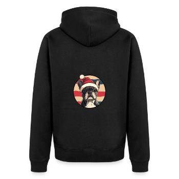Buldog Français Chien Noël - Veste à capuche bio Premium Unisexe - noir - Dos - Nico (187cm)