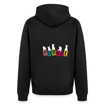 Yorkshire Terrier en silhouettes et lettres - Veste à capuche bio Premium Unisexe - noir - Dos - Nico (187cm)
