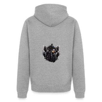 Motard - Veste à capuche bio Premium Unisexe - gris chiné - Dos - Nico (187cm)