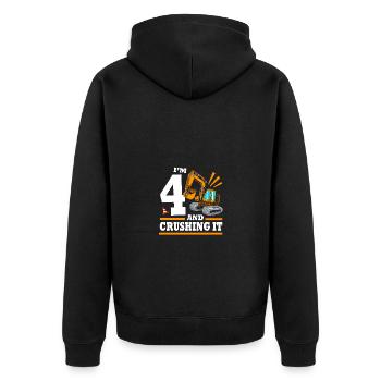Baustelle Kindergeburtstag - Unisex Premium Bio Zip Hoodie - Schwarz - Hinten - Nico (187cm)