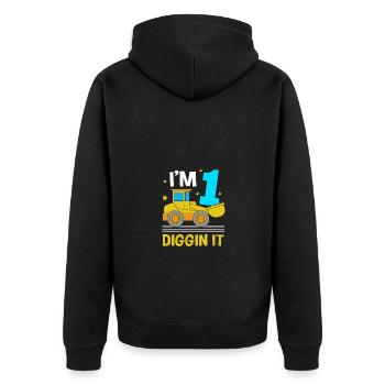 Children's birthday party construction site - Unisex Premium Organic Zip Hoodie - black - Back - Nico (187cm)
