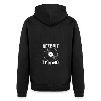 Rave Raver Techno music Techno bass Mischpult - Unisex Premium Bio Zip Hoodie - Schwarz - Hinten - Nico (187cm)