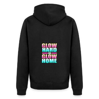 Rave Raver Techno music Techno bass Mischpult - Unisex Premium Bio Zip Hoodie - Schwarz - Hinten - Nico (187cm)