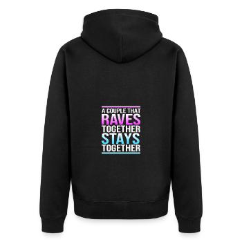 Rave Raver Techno music Techno bass Mischpult - Unisex Premium Bio Zip Hoodie - Schwarz - Hinten - Nico (187cm)