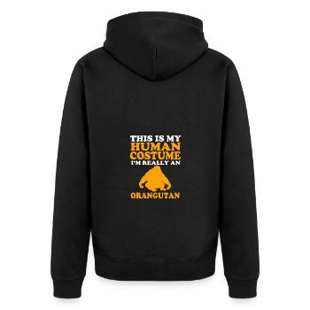Orangutan - Unisex Premium Organic Zip Hoodie - black - Back - Nico (187cm)