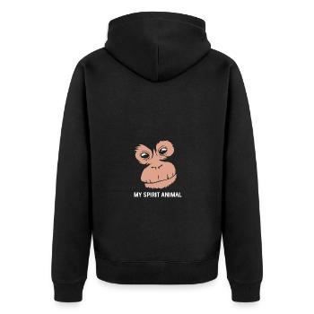 Orang Utan - Unisex Premium Bio Zip Hoodie - Schwarz - Hinten - Nico (187cm)