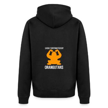 Orangutan - Unisex Premium Organic Zip Hoodie - black - Back - Nico (187cm)