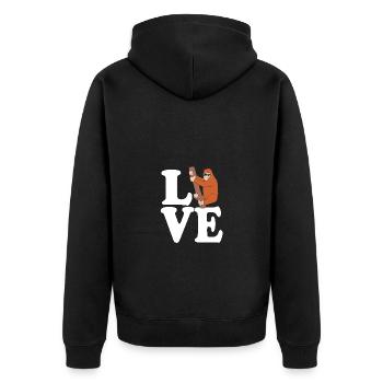Orang Utan - Unisex Premium Bio Zip Hoodie - Schwarz - Hinten - Nico (187cm)