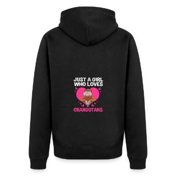 Orangutan - Unisex Premium Organic Zip Hoodie - black - Back - Nico (187cm)