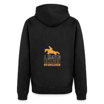 Show Jumping Show Jumping - Unisex Premium Organic Zip Hoodie - black - Back - Nico (187cm)