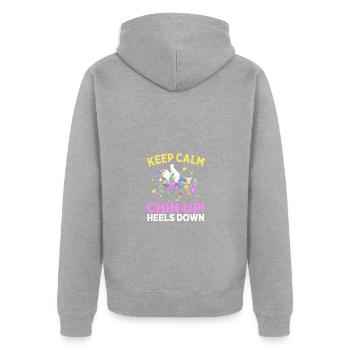 Dressur Dressurpferd Dressurreiter - Unisex Premium Bio Zip Hoodie - Grau meliert - Hinten - Nico (187cm)
