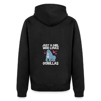 Gorilla - Unisex Premium Organic Zip Hoodie - black - Back - Nico (187cm)