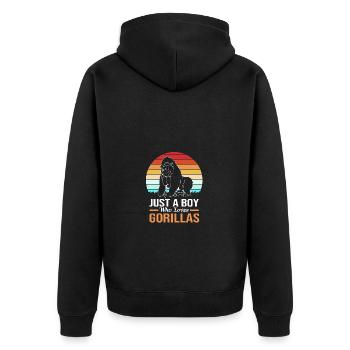 Gorilla - Unisex Premium Organic Zip Hoodie - black - Back - Nico (187cm)