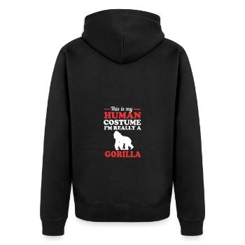 Gorilla - Unisex Premium Organic Zip Hoodie - black - Back - Nico (187cm)