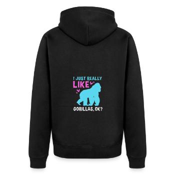 Gorilla - Unisex Premium Organic Zip Hoodie - black - Back - Nico (187cm)