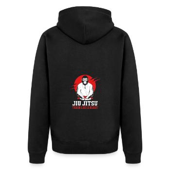 Gorilla - Unisex Premium Organic Zip Hoodie - black - Back - Nico (187cm)